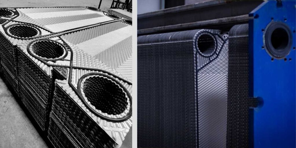 Características importantes de las placas de un intercambiador de calor.